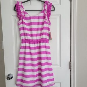 Lilly Pulitzer Danna Dress NWT M Ruffle Sleeveless Stripe Fluorescent Collection